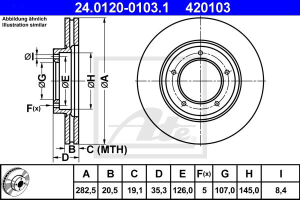 Bremsscheibe Vorderachse ATE 24.0120-0103.1 von ATE