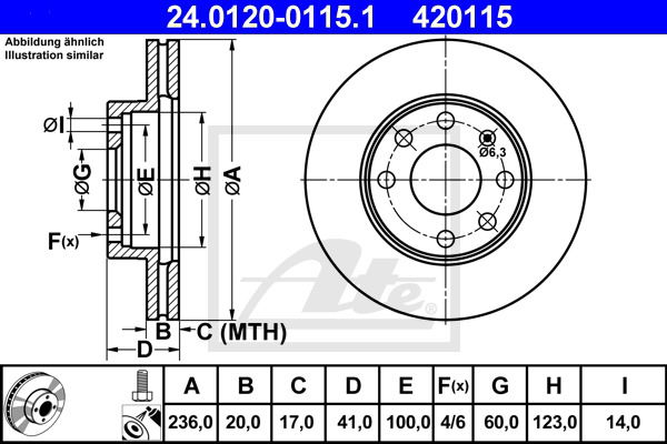 Bremsscheibe Vorderachse ATE 24.0120-0115.1 von ATE