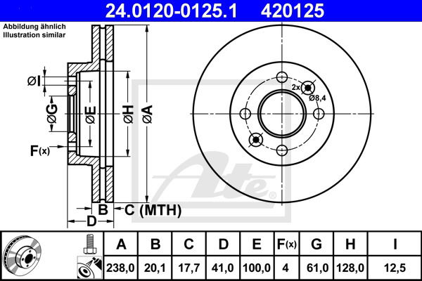 Bremsscheibe Vorderachse ATE 24.0120-0125.1 von ATE