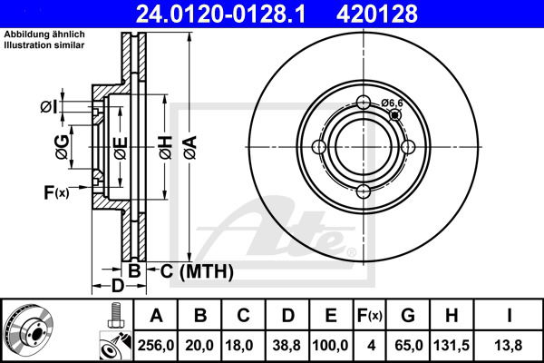 Bremsscheibe Vorderachse ATE 24.0120-0128.1 von ATE