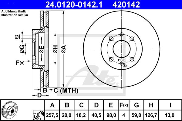 Bremsscheibe Vorderachse ATE 24.0120-0142.1 von ATE