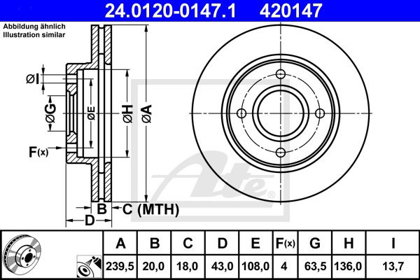 Bremsscheibe Vorderachse ATE 24.0120-0147.1 von ATE