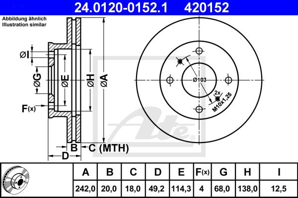 Bremsscheibe Vorderachse ATE 24.0120-0152.1 von ATE