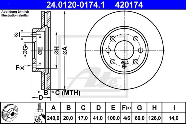 Bremsscheibe Vorderachse ATE 24.0120-0174.1 von ATE