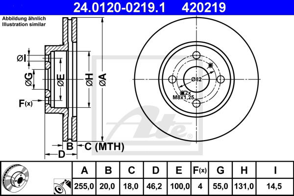 Bremsscheibe Vorderachse ATE 24.0120-0219.1 von ATE