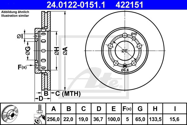 Bremsscheibe Vorderachse ATE 24.0122-0151.1 von ATE