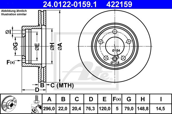 Bremsscheibe Vorderachse ATE 24.0122-0159.1 von ATE