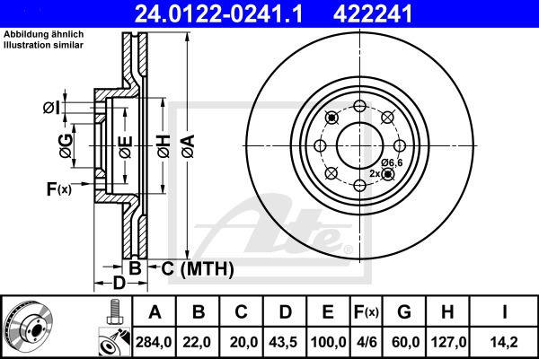 Bremsscheibe Vorderachse ATE 24.0122-0241.1 von ATE