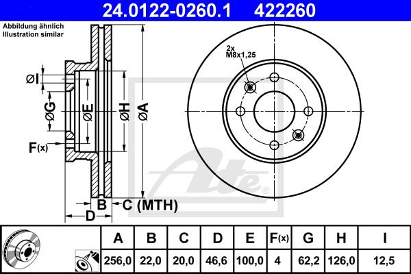 Bremsscheibe Vorderachse ATE 24.0122-0260.1 von ATE