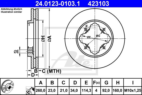 Bremsscheibe Vorderachse ATE 24.0123-0103.1 von ATE