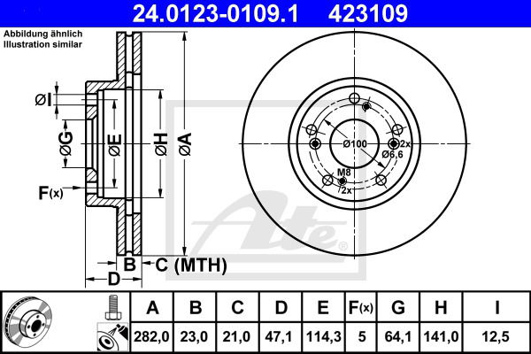 Bremsscheibe Vorderachse ATE 24.0123-0109.1 von ATE