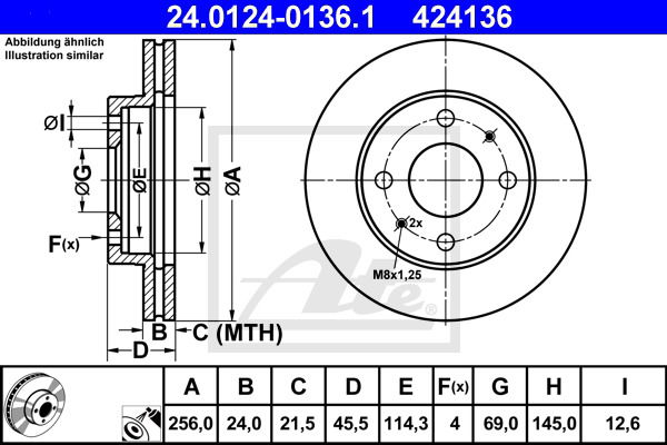 Bremsscheibe Vorderachse ATE 24.0124-0136.1 von ATE