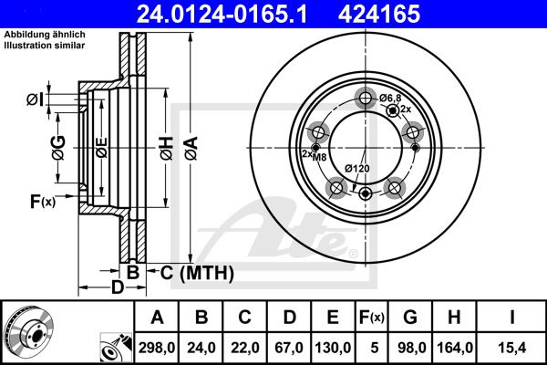 Bremsscheibe Vorderachse ATE 24.0124-0165.1 von ATE