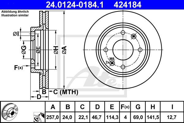 Bremsscheibe Vorderachse ATE 24.0124-0184.1 von ATE