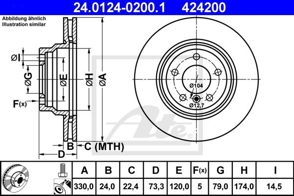 Bremsscheibe Vorderachse ATE 24.0124-0200.1 von ATE