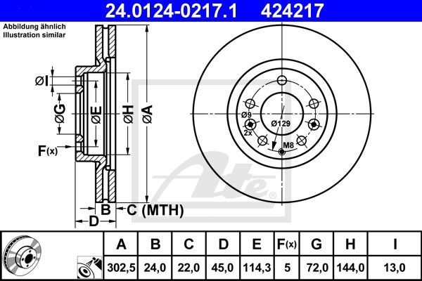 Bremsscheibe Vorderachse ATE 24.0124-0217.1 von ATE