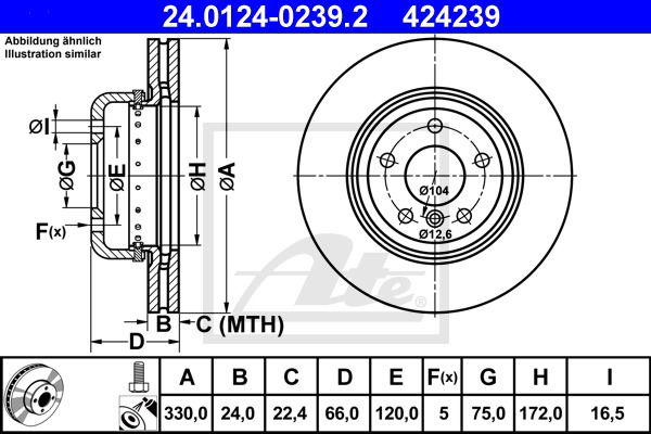 Bremsscheibe Vorderachse ATE 24.0124-0239.2 von ATE