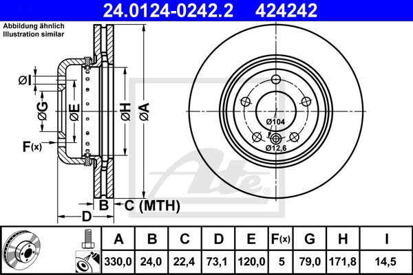 Bremsscheibe Vorderachse ATE 24.0124-0242.2 von ATE