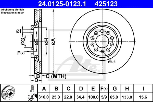 Bremsscheibe Vorderachse ATE 24.0125-0123.1 von ATE