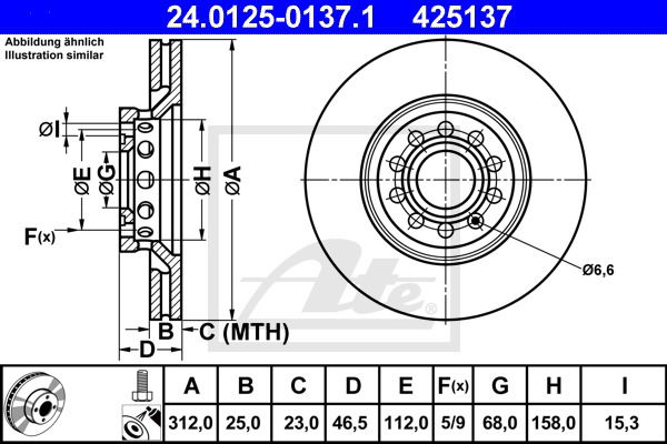 Bremsscheibe Vorderachse ATE 24.0125-0137.1 von ATE