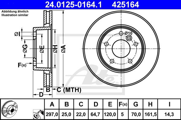 Bremsscheibe Vorderachse ATE 24.0125-0164.1 von ATE