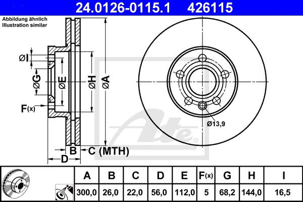 Bremsscheibe Vorderachse ATE 24.0126-0115.1 von ATE