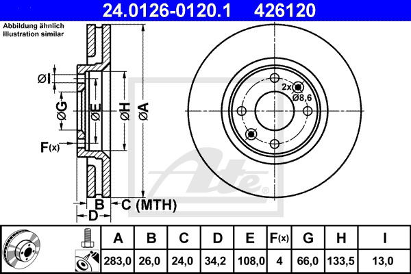 Bremsscheibe Vorderachse ATE 24.0126-0120.1 von ATE