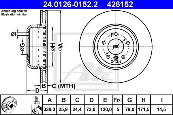 Bremsscheibe Vorderachse ATE 24.0126-0152.2 von ATE