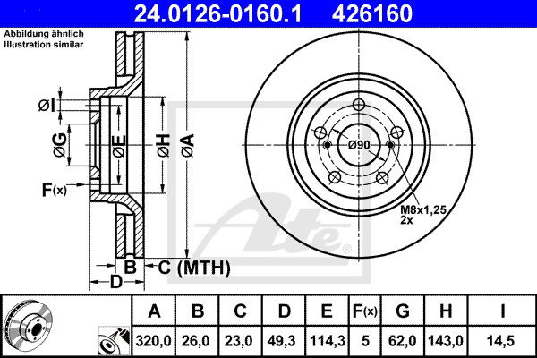 Bremsscheibe Vorderachse ATE 24.0126-0160.1 von ATE