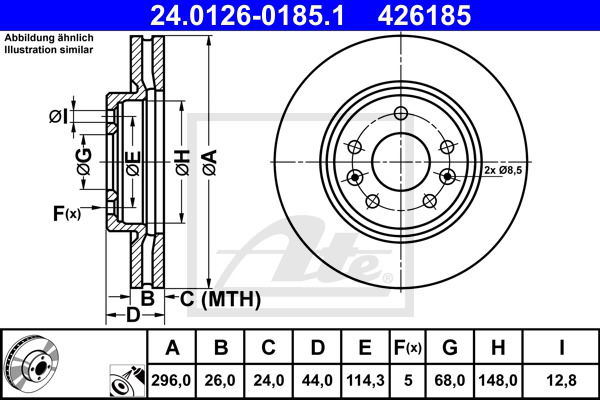 Bremsscheibe Vorderachse ATE 24.0126-0185.1 von ATE