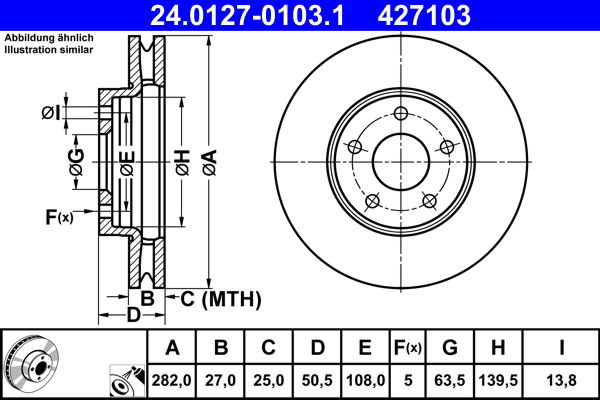 Bremsscheibe Vorderachse ATE 24.0127-0103.1 von ATE