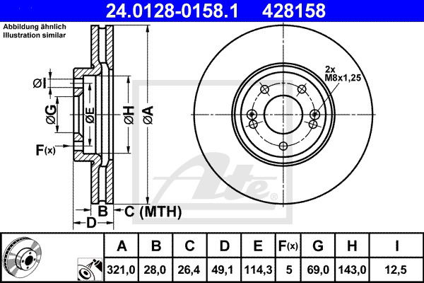 Bremsscheibe Vorderachse ATE 24.0128-0158.1 von ATE