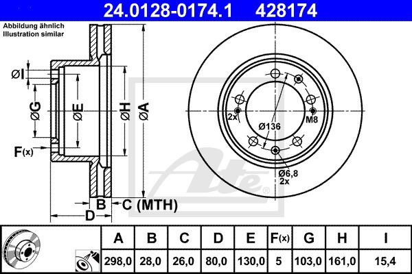 Bremsscheibe Vorderachse ATE 24.0128-0174.1 von ATE