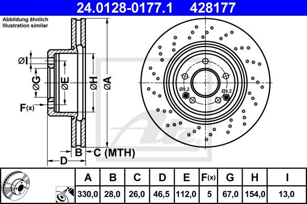 Bremsscheibe Vorderachse ATE 24.0128-0177.1 von ATE