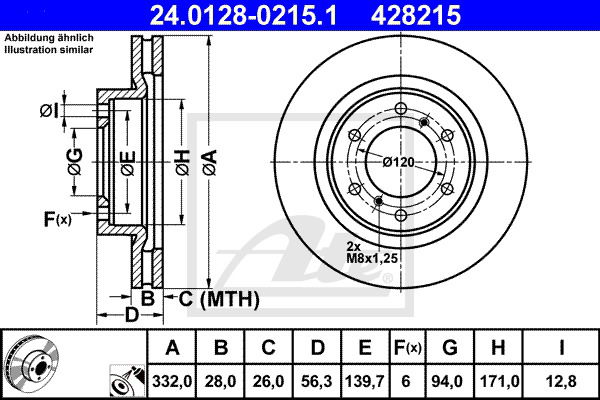 Bremsscheibe Vorderachse ATE 24.0128-0215.1 von ATE