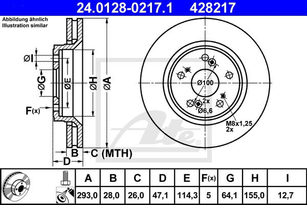 Bremsscheibe Vorderachse ATE 24.0128-0217.1 von ATE