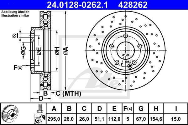 Bremsscheibe Vorderachse ATE 24.0128-0262.1 von ATE