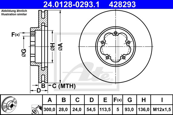 Bremsscheibe Vorderachse ATE 24.0128-0293.1 von ATE