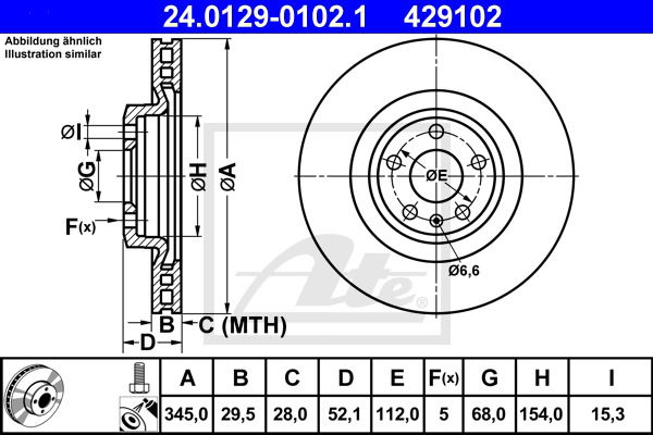 Bremsscheibe Vorderachse ATE 24.0129-0102.1 von ATE