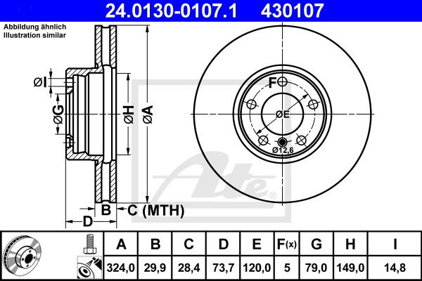 Bremsscheibe Vorderachse ATE 24.0130-0107.1 von ATE