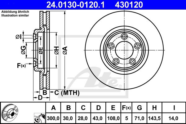 Bremsscheibe Vorderachse ATE 24.0130-0120.1 von ATE