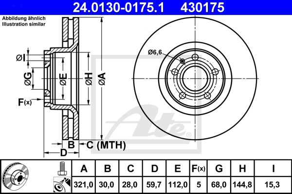 Bremsscheibe Vorderachse ATE 24.0130-0175.1 von ATE