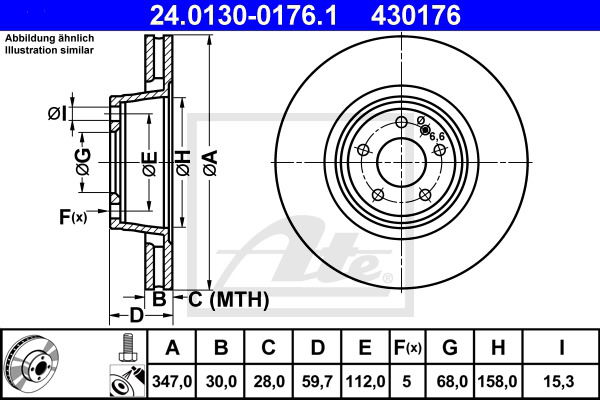 Bremsscheibe Vorderachse ATE 24.0130-0176.1 von ATE