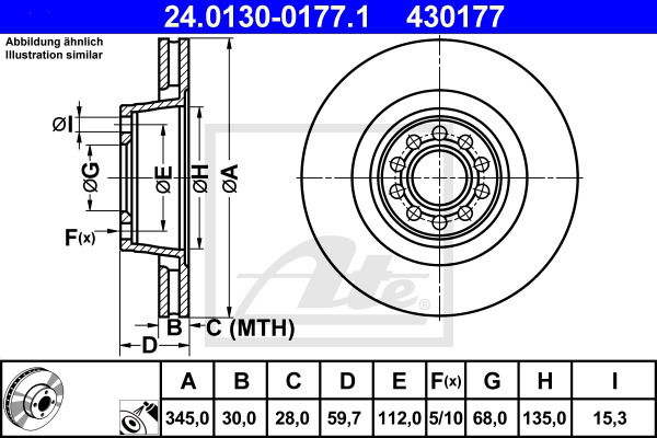 Bremsscheibe Vorderachse ATE 24.0130-0177.1 von ATE