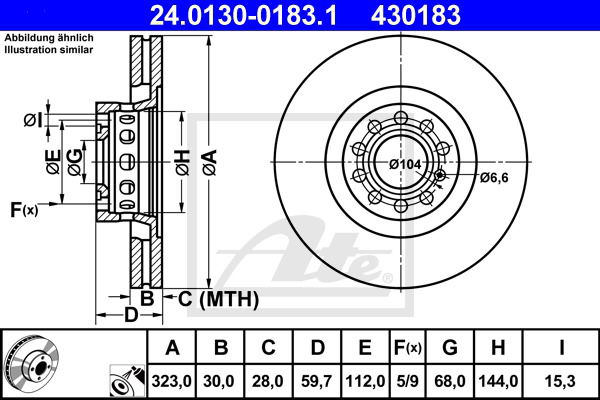 Bremsscheibe Vorderachse ATE 24.0130-0183.1 von ATE