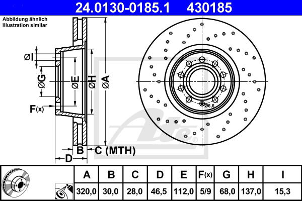 Bremsscheibe Vorderachse ATE 24.0130-0185.1 von ATE