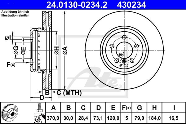 Bremsscheibe Vorderachse ATE 24.0130-0234.2 von ATE