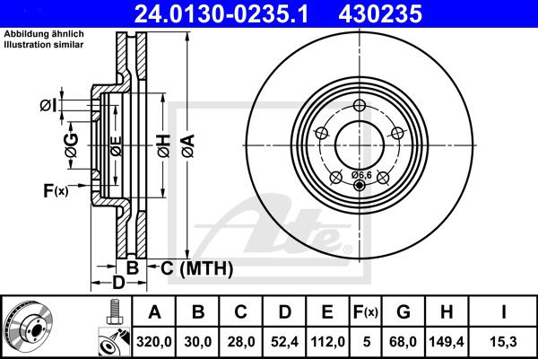 Bremsscheibe Vorderachse ATE 24.0130-0235.1 von ATE