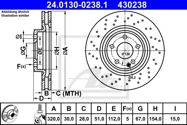 Bremsscheibe Vorderachse ATE 24.0130-0238.1 von ATE