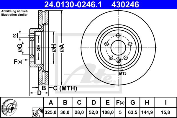 Bremsscheibe Vorderachse ATE 24.0130-0246.1 von ATE